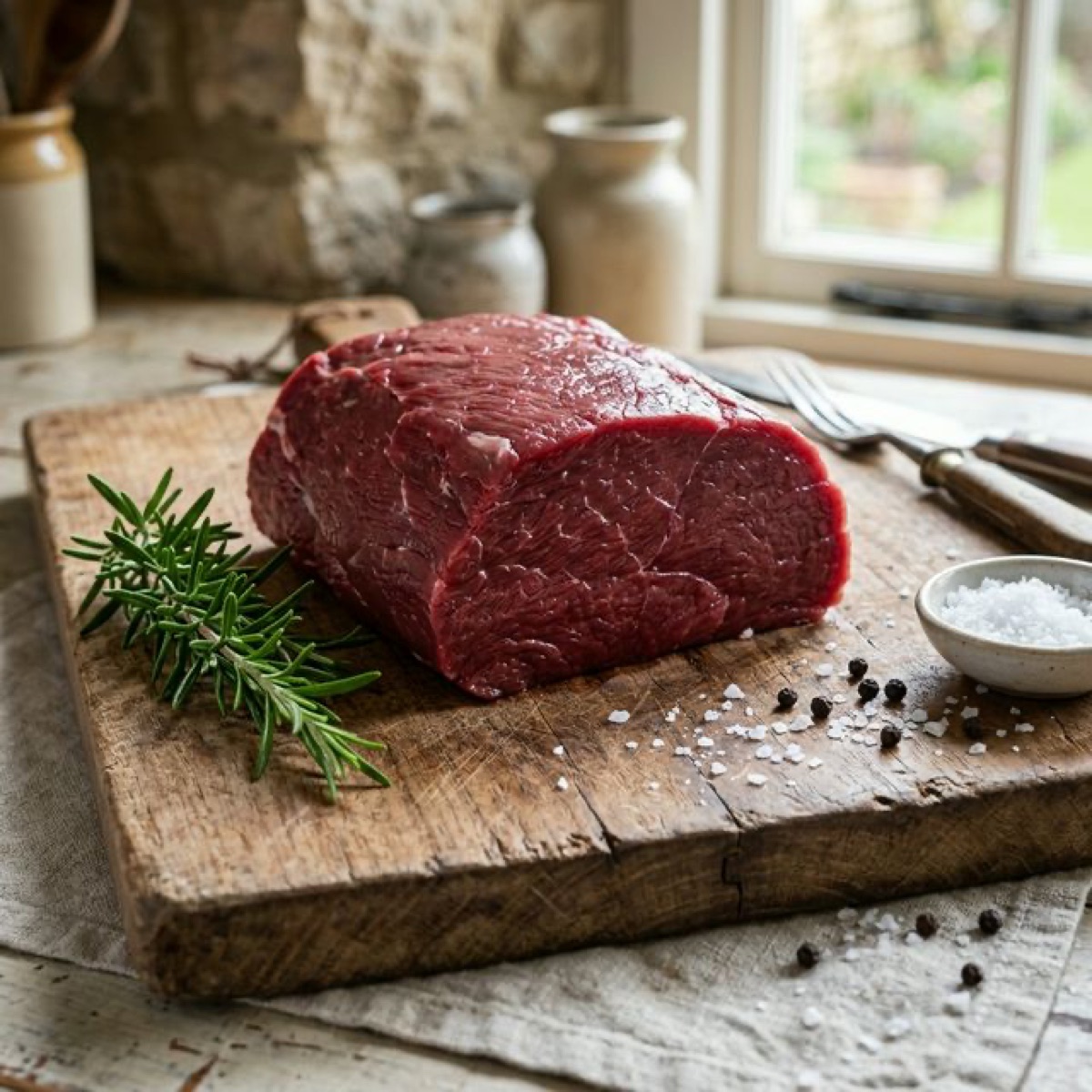 新鮮なエゾ鹿の赤身ブロック肉