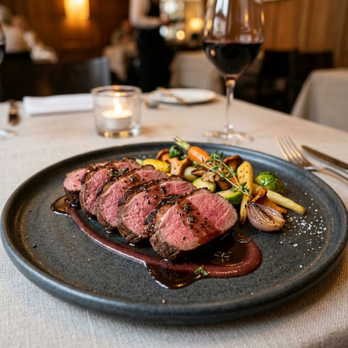 フレンチスタイルのエゾ鹿肉ロースト