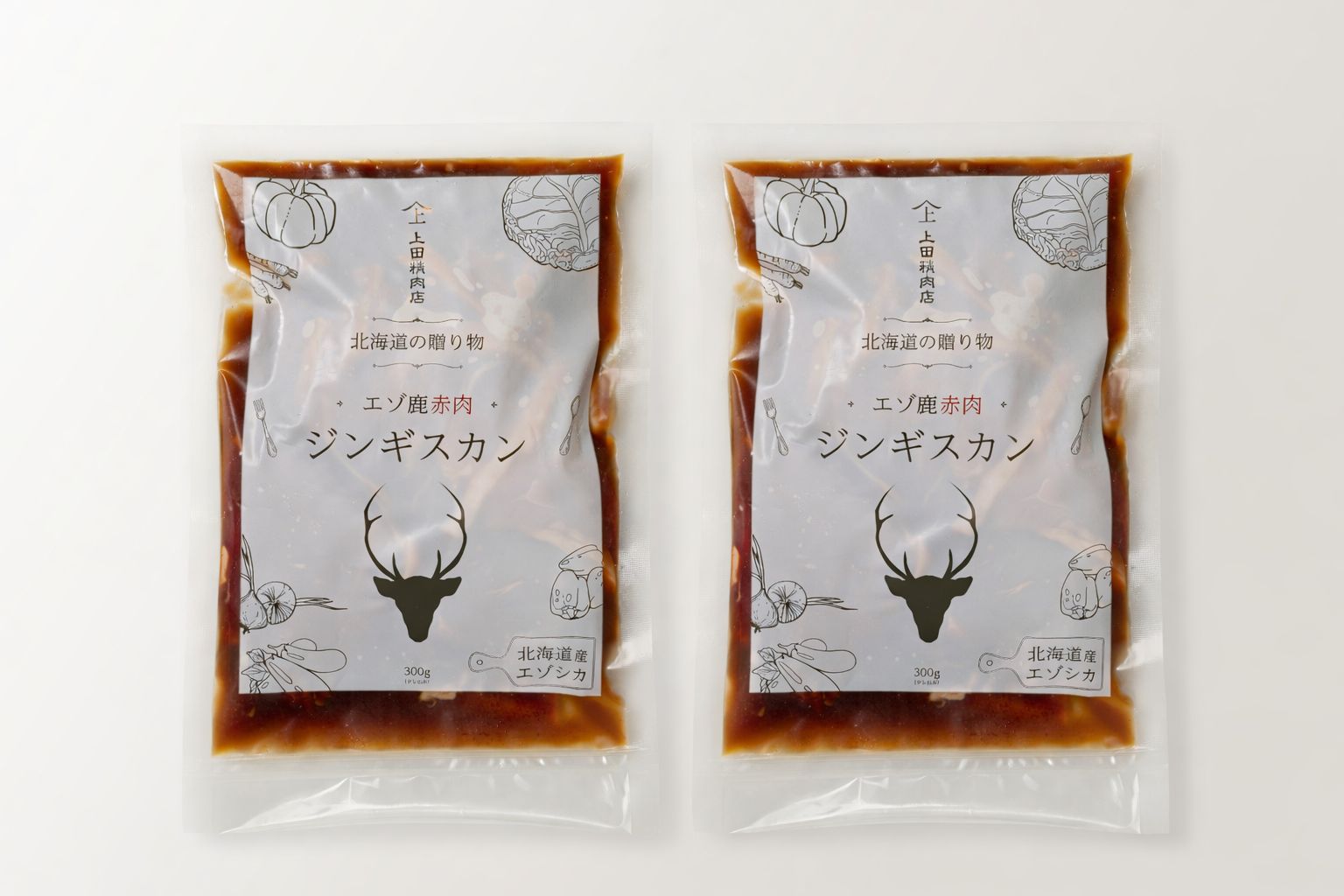 季節限定・予約販売】行者ニンニク400g エゾ鹿赤肉ジンギスカン300g×2 