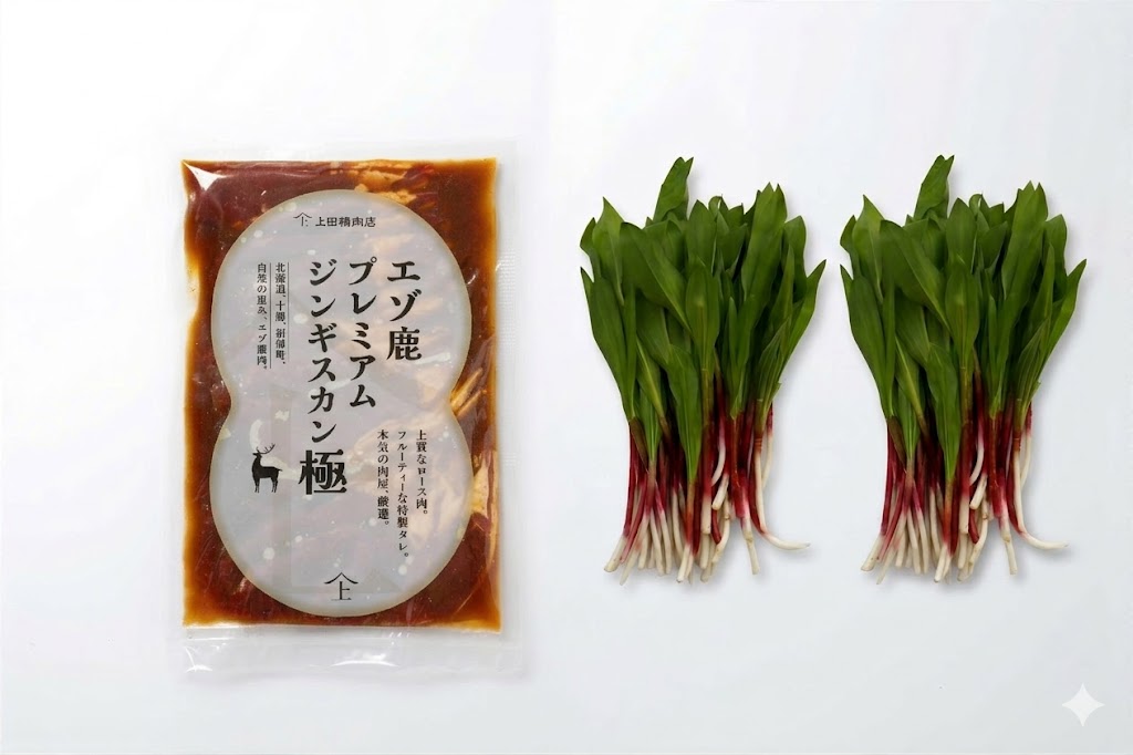 【季節限定・予約販売】行者ニンニク400g　エゾ鹿肉プレミアムジンギスカン極 500ｇ